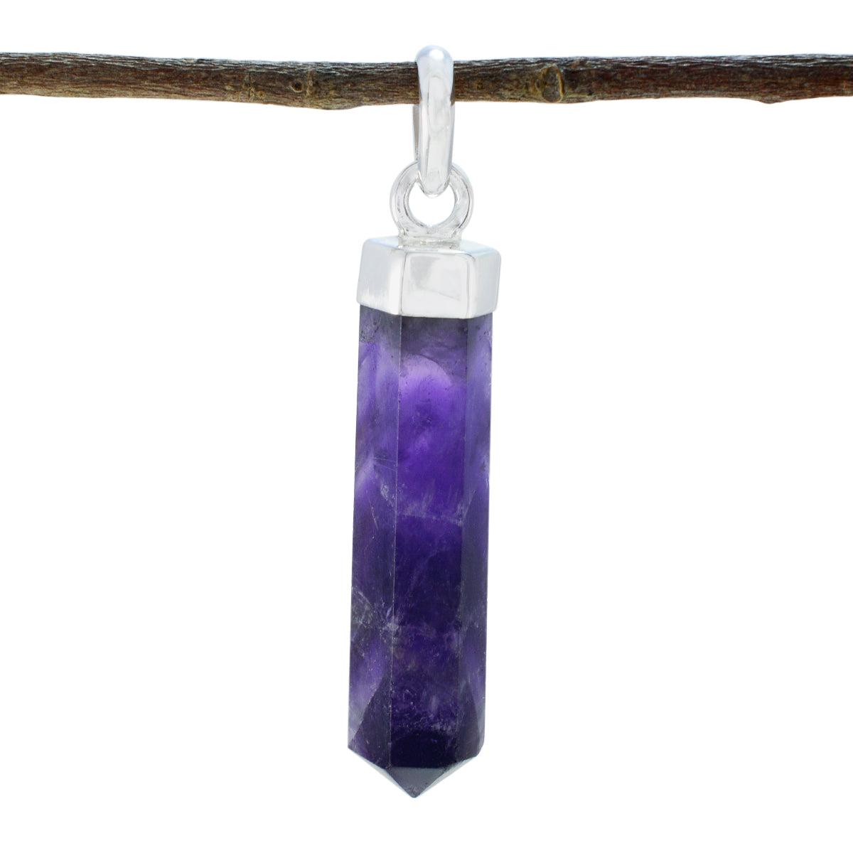 Amethyst Tiny Mexican Sterling Silver Solitaire Purple Pendant Hoofdafbeelding