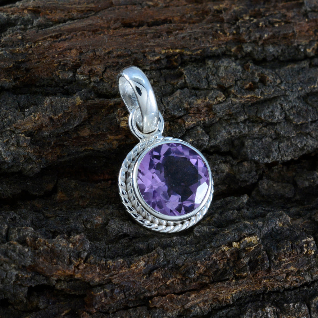 Amethyst Whisper-thin Moroccan Sterling Silver Solitaire Micaela Rope-Wire Purple Pendant Jewellery
