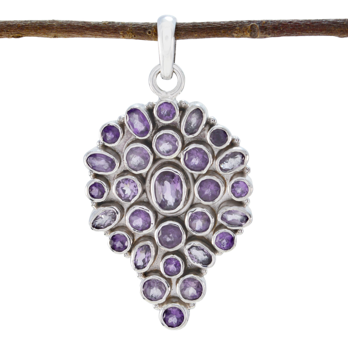 Amethyst Statement American Sterling Silver multiple Purple Pendant Imagen principal del producto