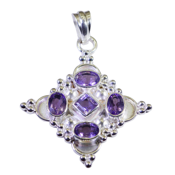 Amethyst Minimal American 92.5 Silver multiple Purple Pendant