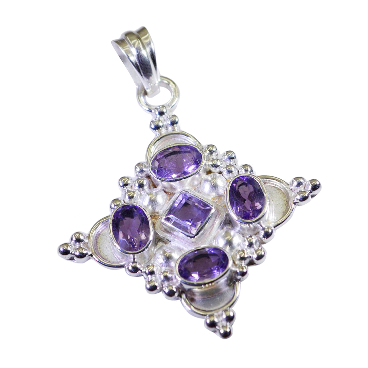 Amethyst Minimal American 92.5 Silver multiple Leah Signet Purple Pendant Jewellery