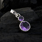 Amethyst Dainty Latin American Sterling Silver Toi et Moi Lily Bubble Purple Pendant Jewellery