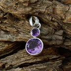 Amethyst Dainty Latin American Sterling Silver Toi et Moi Lily Bubble Purple Pendant Jewellery