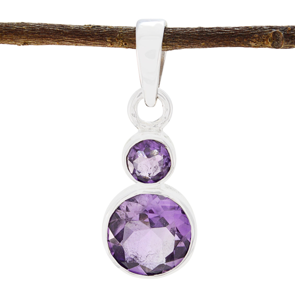 Amethyst Dainty Latin American Sterling Silver Toi et Moi Purple Pendant Hoofdafbeelding