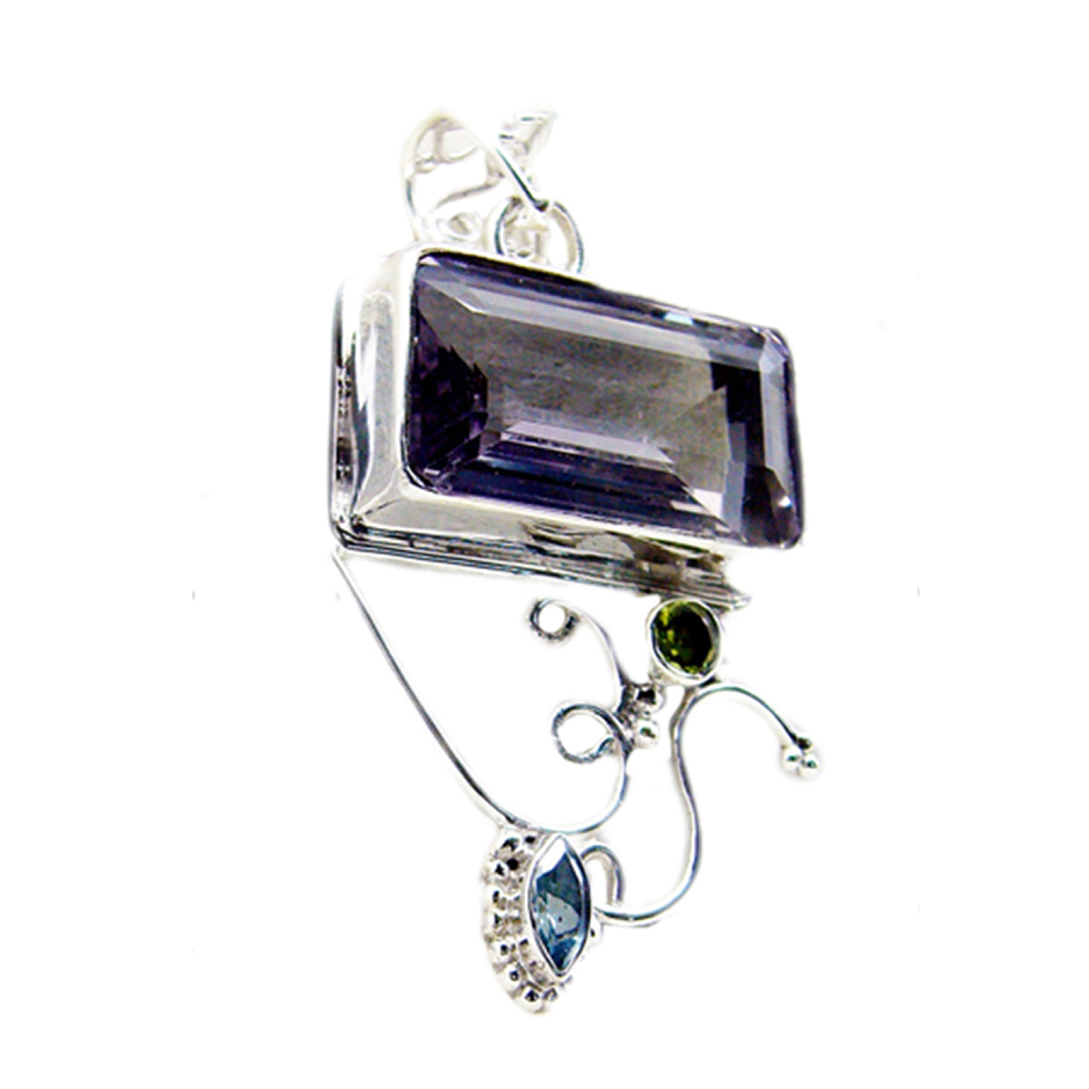 Amethyst Edgy Moroccan 925 Silver Trilogy Purple Pendant