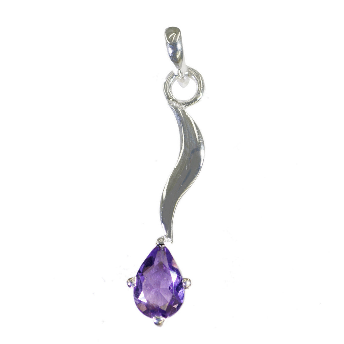 Amethyst Featherlight Italian 92.5 Silver Solitaire Purple Pendant Image principale du produit