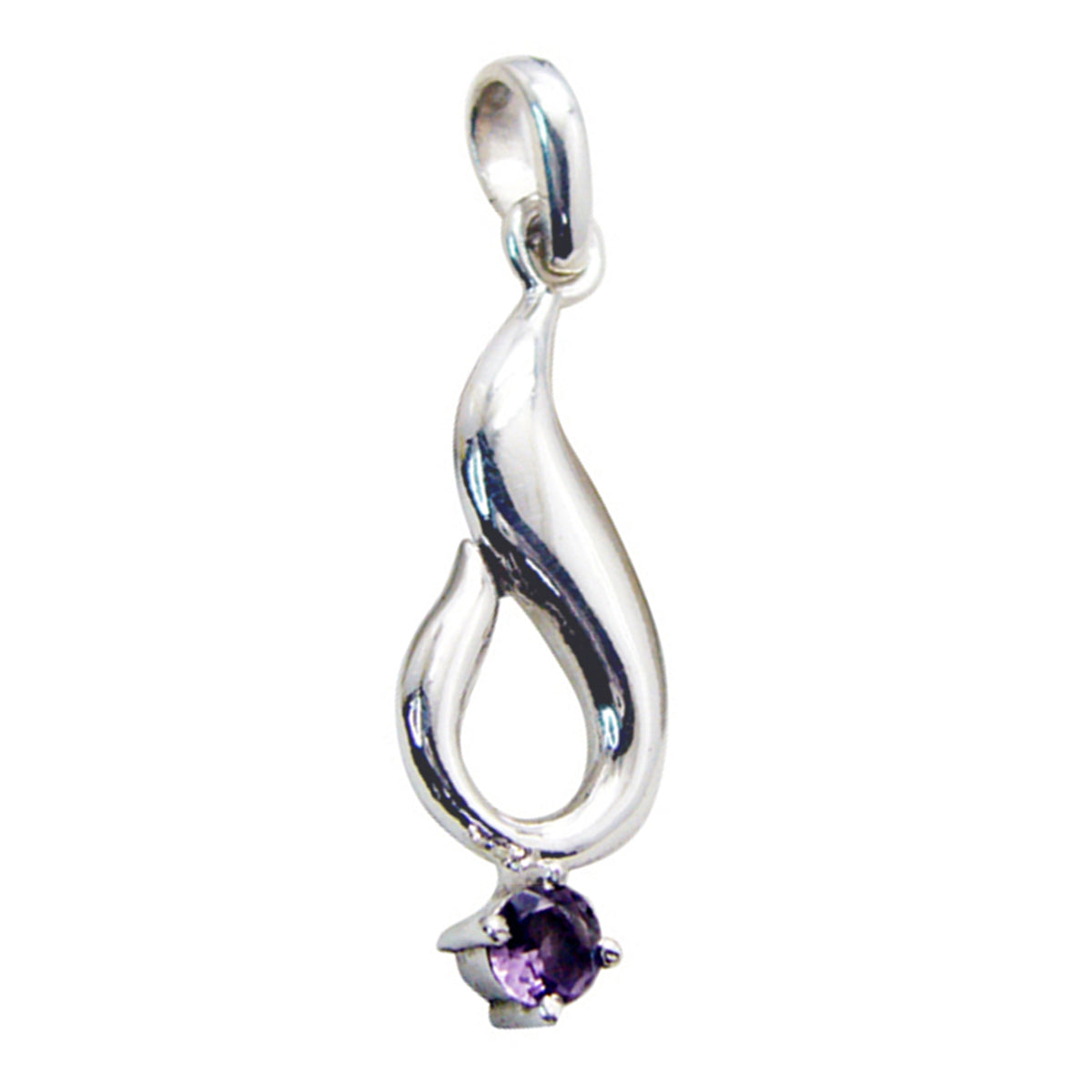 Amethyst Featherlight French 925 Silver Solitaire Purple Pendant Hoofdafbeelding