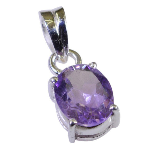 Amethyst Minimalist Korean 925 Silver Solitaire Purple Pendant