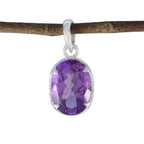 Amethyst Dainty French 925 Silver Solitaire Purple Pendant