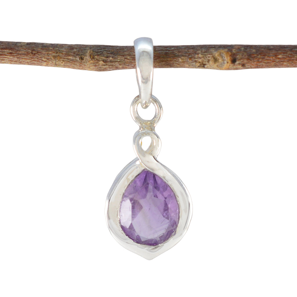 Amethyst Elegant Japanese 92.5 Silver Solitaire Purple Pendant