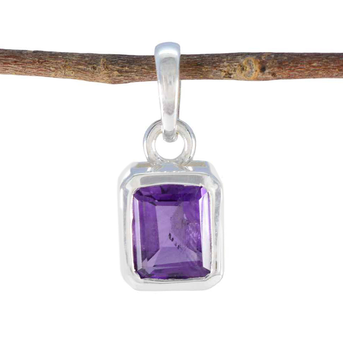 Amethyst Whisper-thin French Silver Solitaire Purple Pendant
