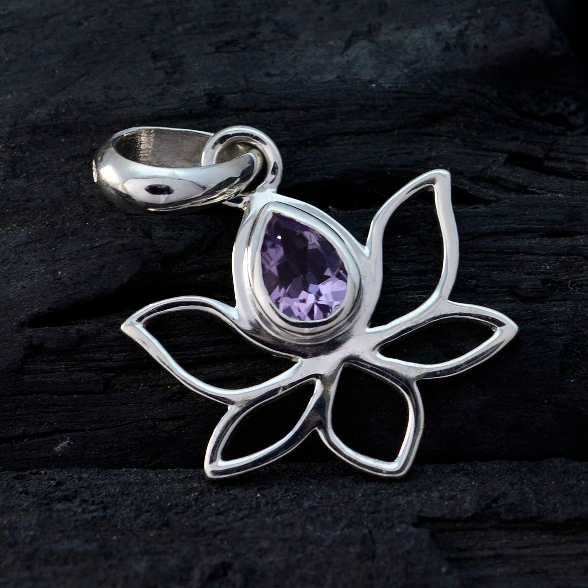 Elegante ciondolo solitario in argento sterling coreano Eun-ji con corda viola