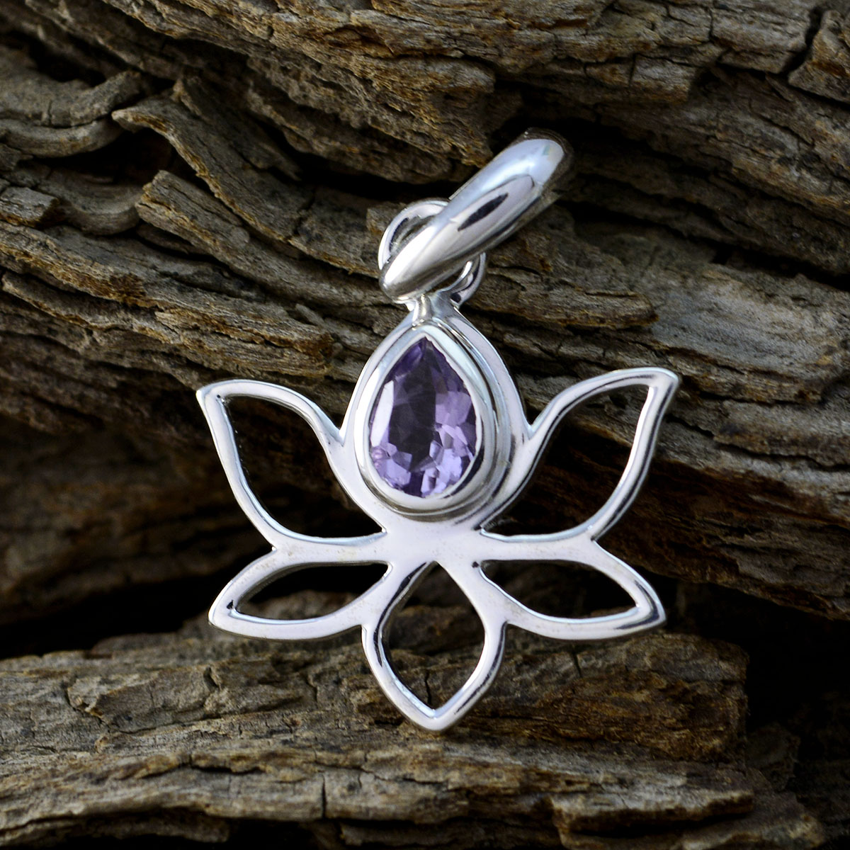 Pendentif élégant en argent sterling et améthyste avec solitaire coréen Eun-ji en corde violette Image secondaire du produit