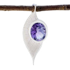 Amethyst Dainty French 92.5 Silver Solitaire Purple Pendant