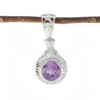 Amethyst Tiny French 925 Silver Solitaire Purple Pendant