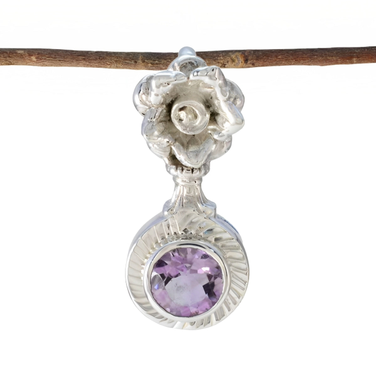 Amethyst Eye-catching Spanish 92.5 Silver Solitaire Purple Pendant