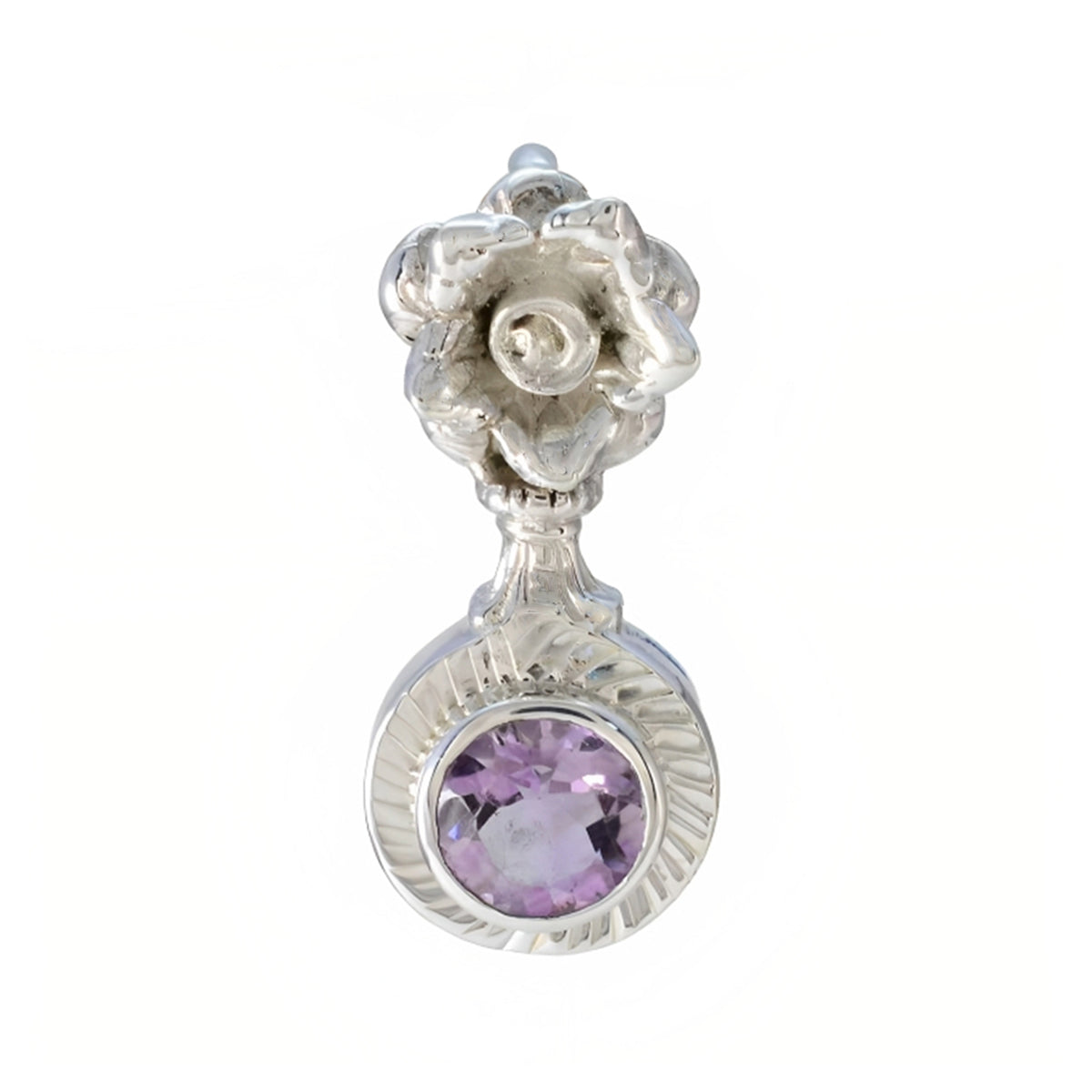 Pendentif romantique en argent 92,5 avec solitaire en améthyste espagnole, bijou violet Image secondaire du produit