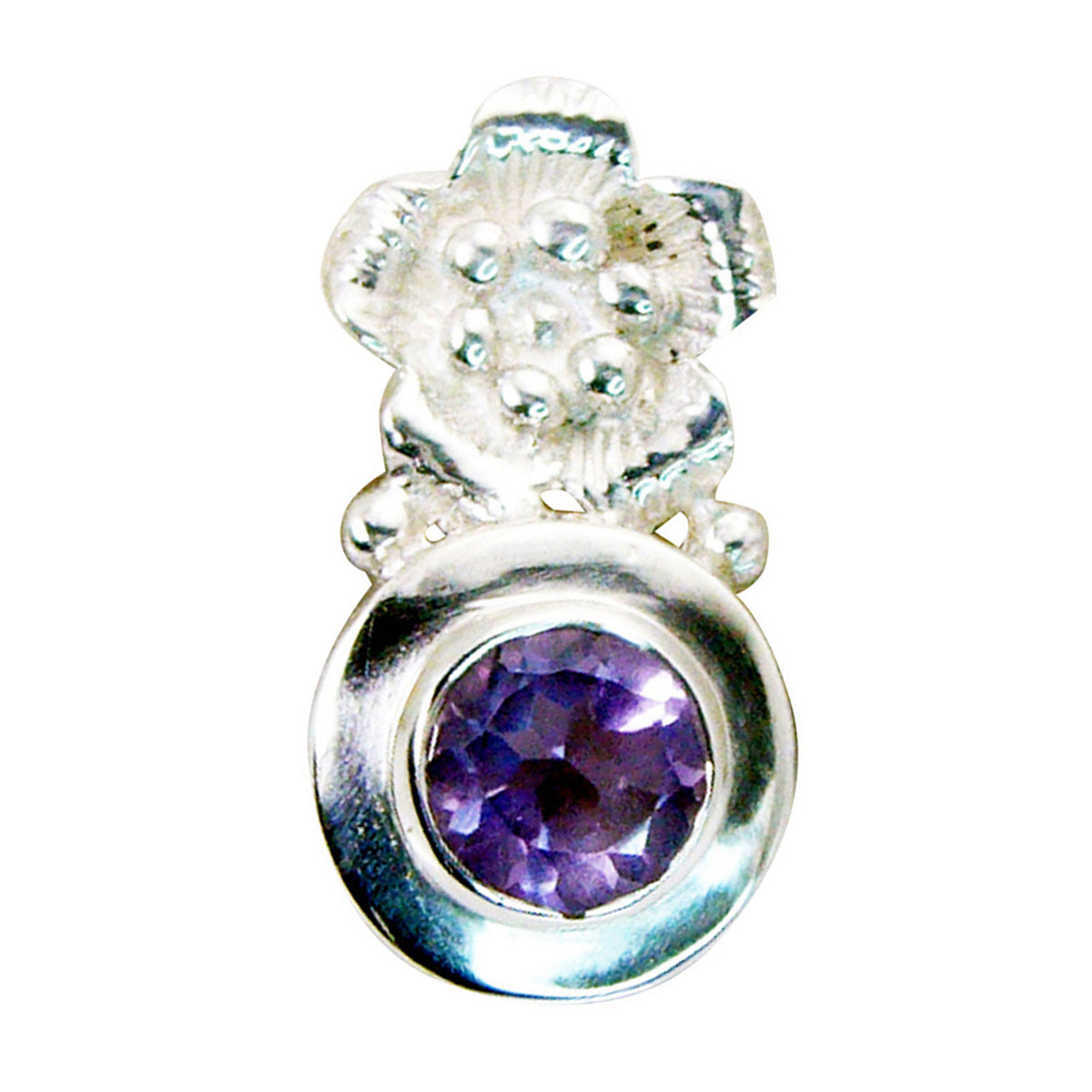 Amethyst Featherlight German Sterling Silver Solitaire Purple Pendant Image principale du produit