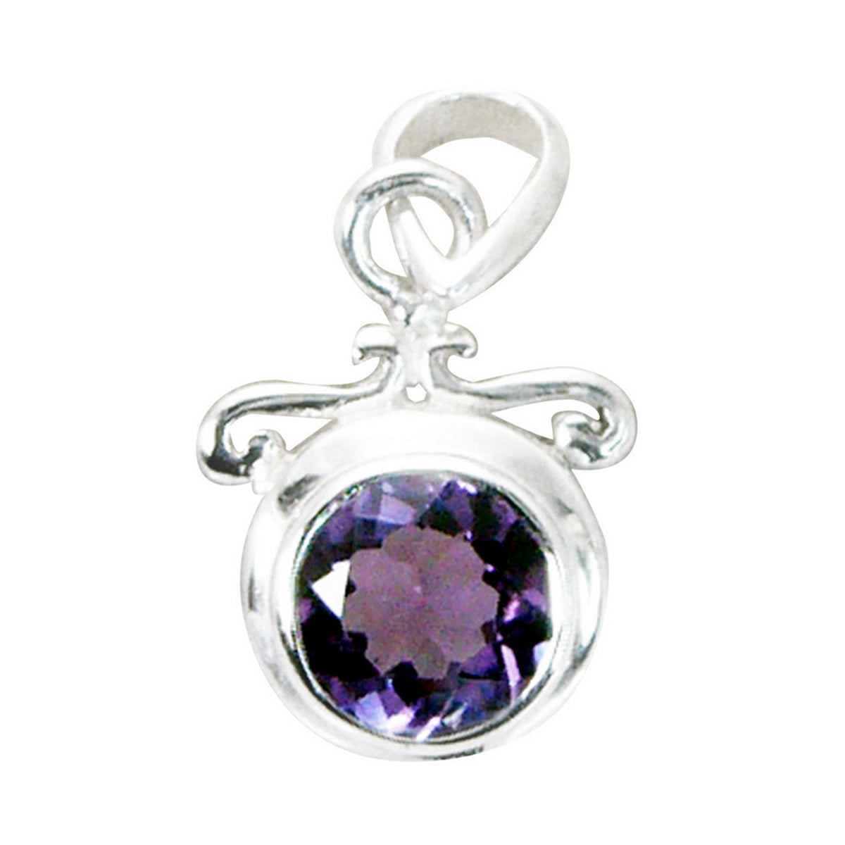 Amethyst Whisper-thin French Silver Solitaire Purple Pendant Hoofdafbeelding