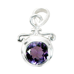 Amethyst Whisper-thin French Silver Solitaire Purple Pendant