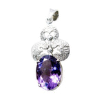 Amethyst Whisper-thin German Sterling Silver Solitaire Purple Pendant