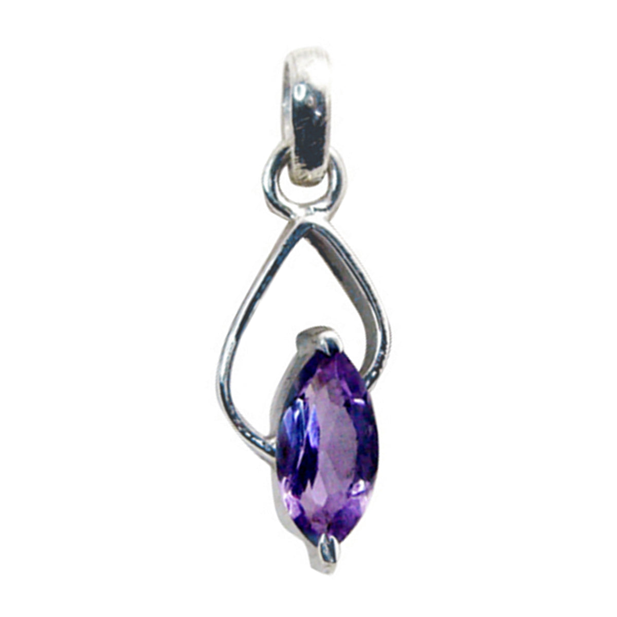 Amethyst Featherlight Italian 925 Silver Solitaire Purple Pendant