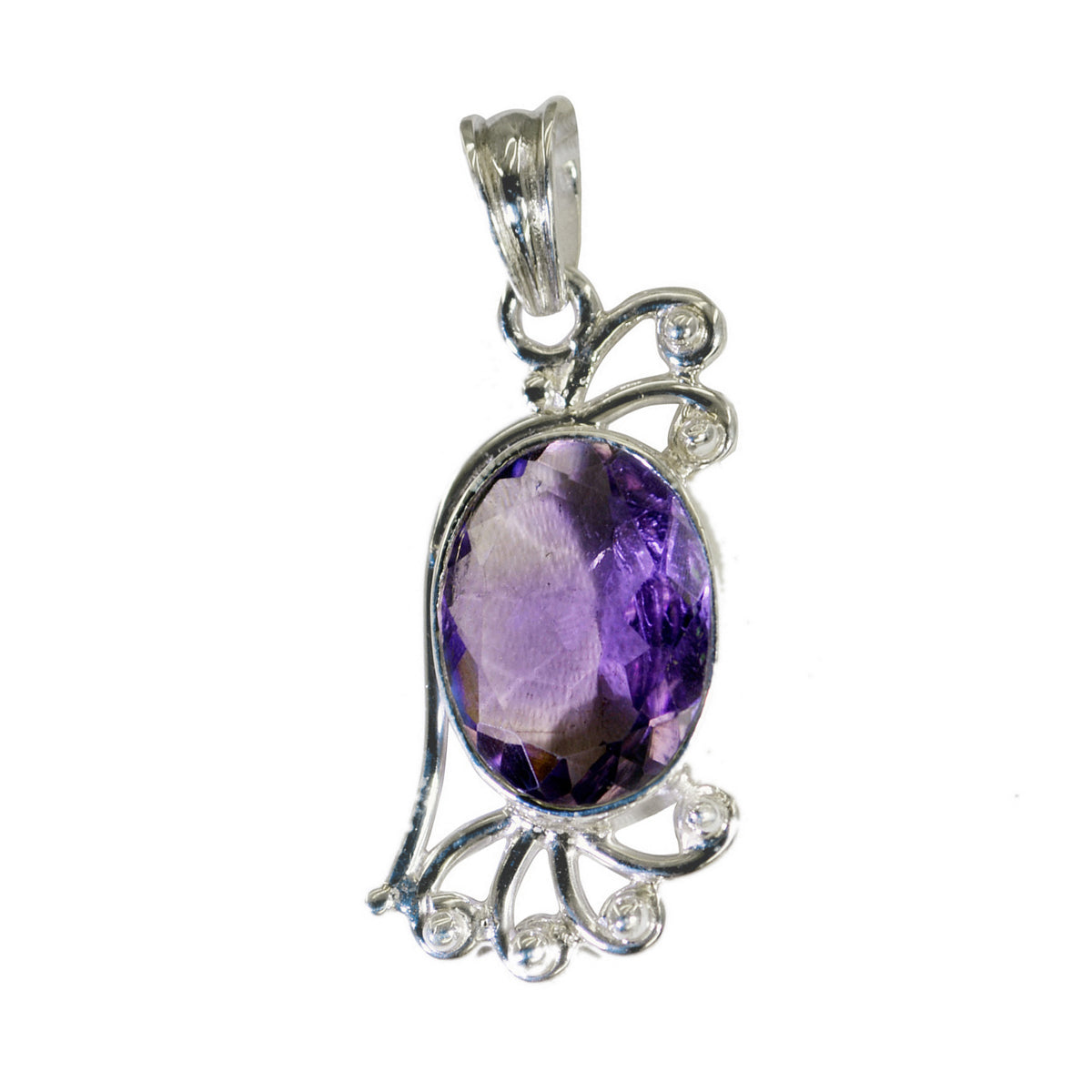 Amethyst Tiny German Sterling Silver Solitaire Purple Pendant Image principale du produit