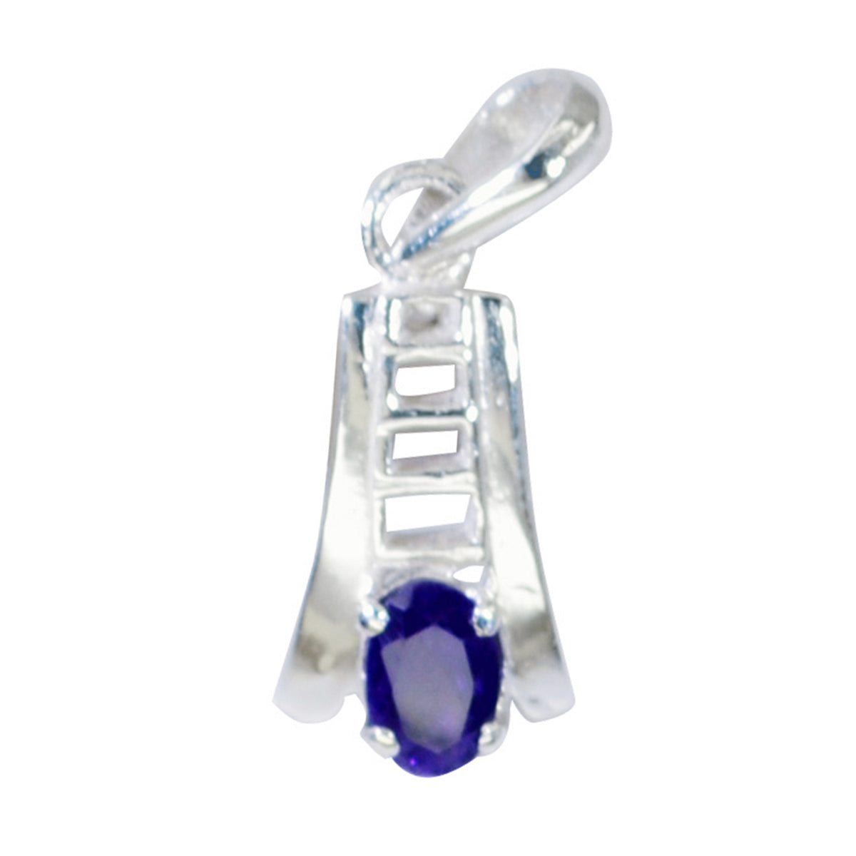 Amethyst Featherlight Spanish 92.5 Silver Solitaire Purple Pendant Image principale du produit