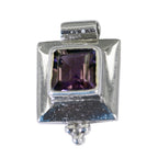 Amethyst Featherlight French Silver Solitaire Purple Pendant