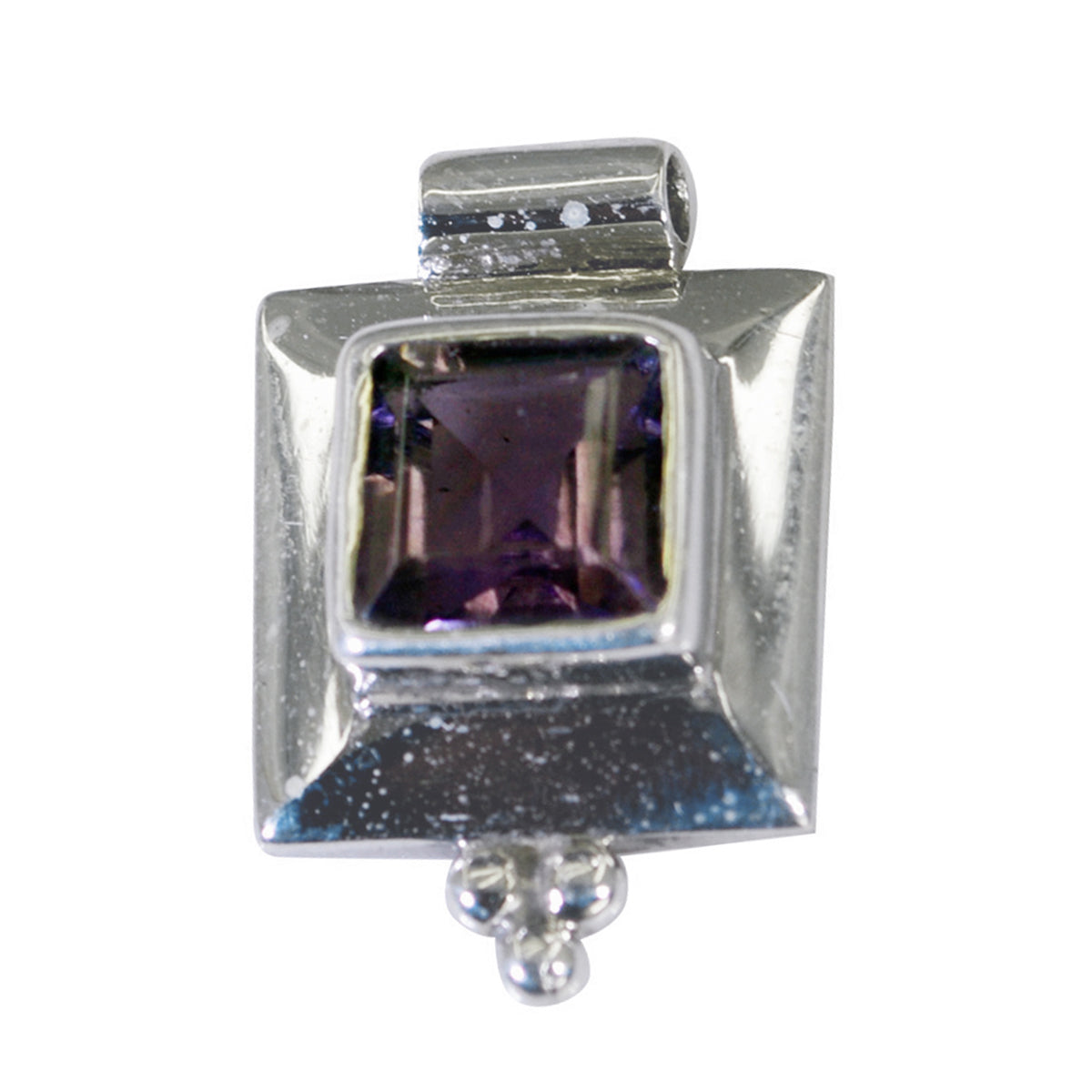 Amethyst Featherlight French Silver Solitaire Purple Pendant