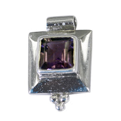 Amethyst Featherlight French Silver Solitaire Purple Pendant