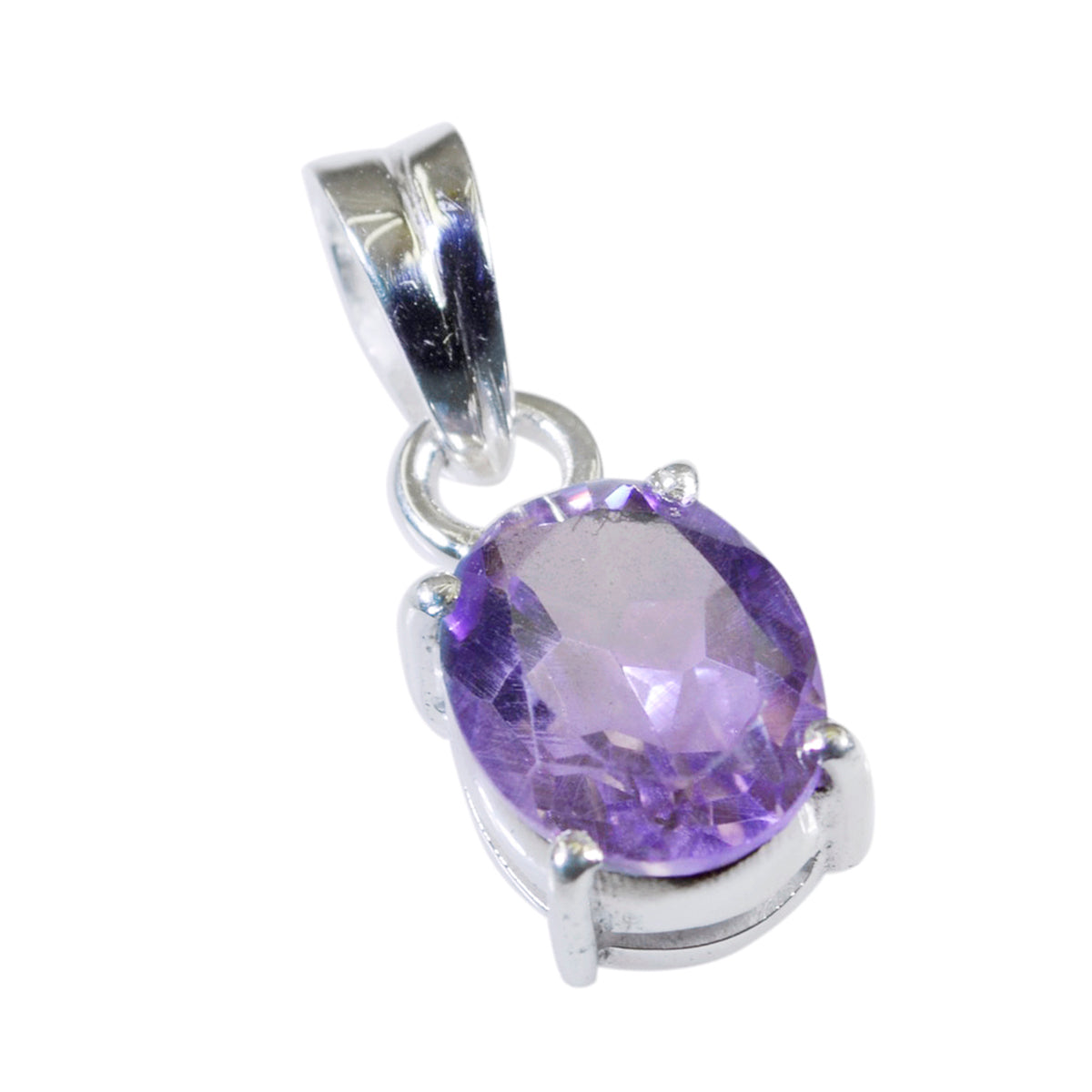 Pendentif délicat en argent 925 italien avec améthyste et solitaire Milagros, bijou féminin violet Image secondaire du produit