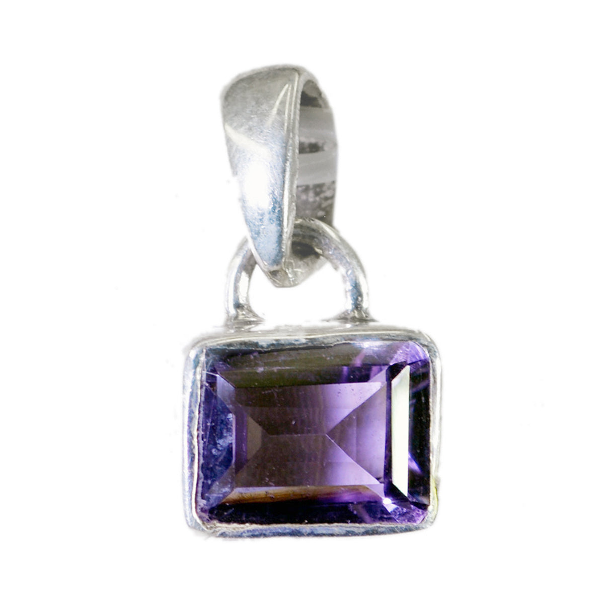 Amethyst Delicate French Silver Solitaire Purple Pendant Image principale du produit