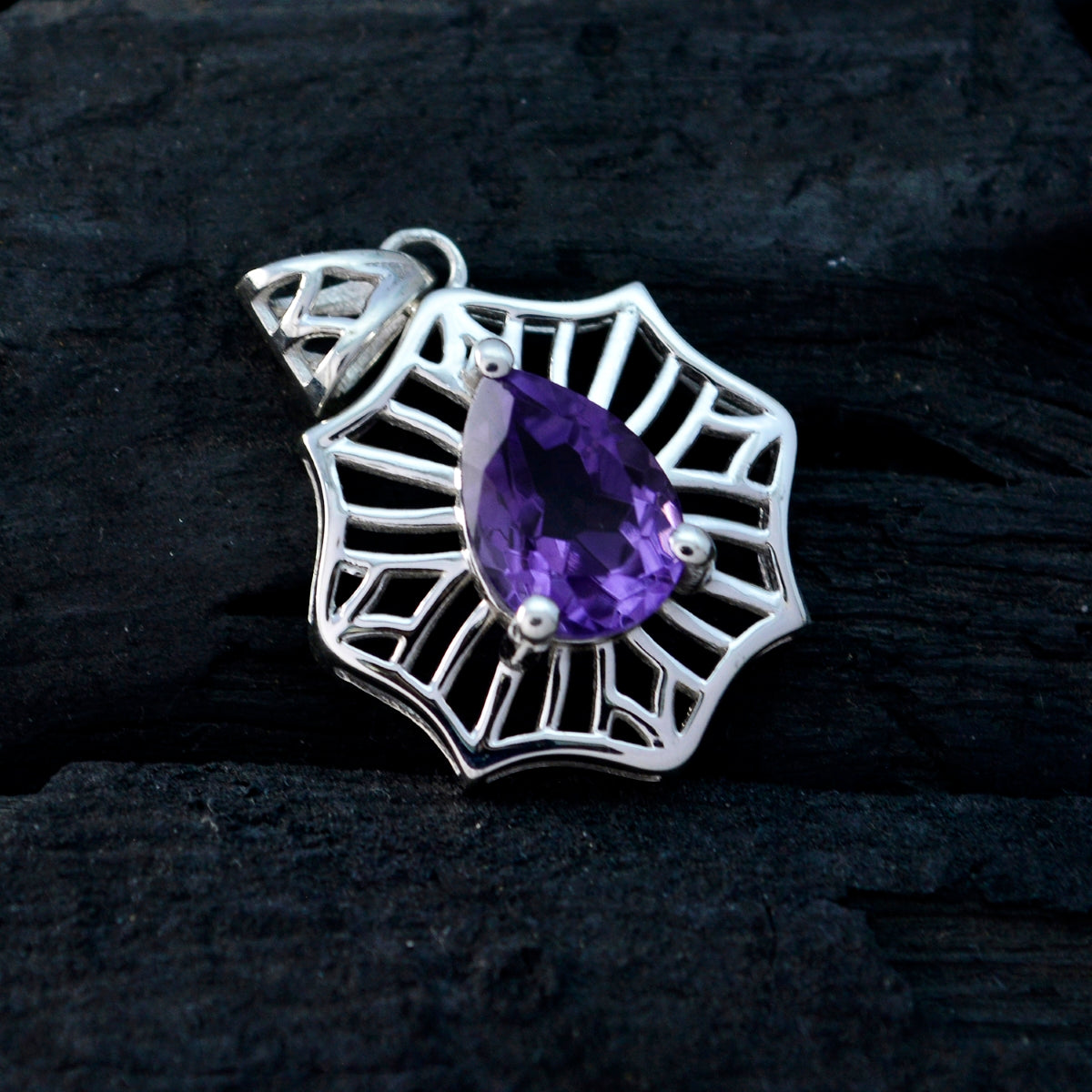 Amethyst Delicate Italian 925 Silver Solitaire Camilla Geometric Purple Pendant Jewelry