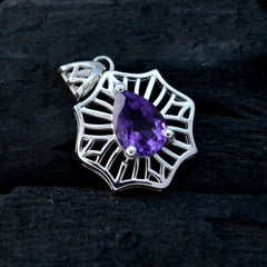 Amethyst Delicate Italian 925 Silver Solitaire Camilla Geometric Purple Pendant Jewelry