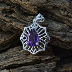 Amethyst Delicate Italian 925 Silver Solitaire Camilla Geometric Purple Pendant Jewelry