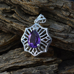 Amethyst Delicate Italian 925 Silver Solitaire Camilla Geometric Purple Pendant Jewelry
