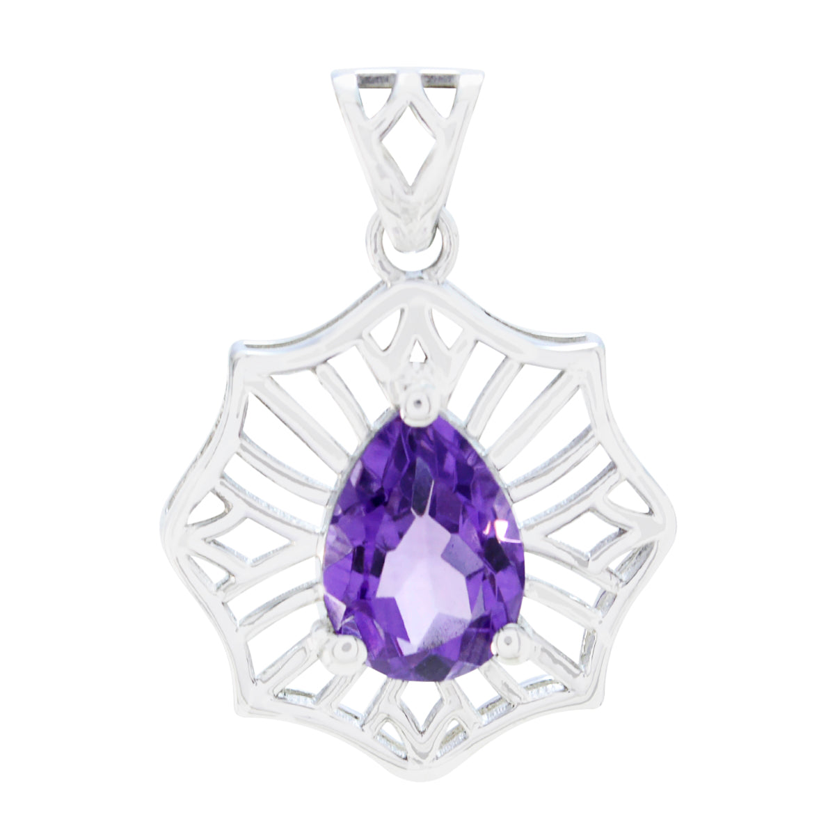 Amethyst Delicate Italian 925 Silver Solitaire Purple Pendant
