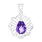 Amethyst Delicate Italian 925 Silver Solitaire Purple Pendant