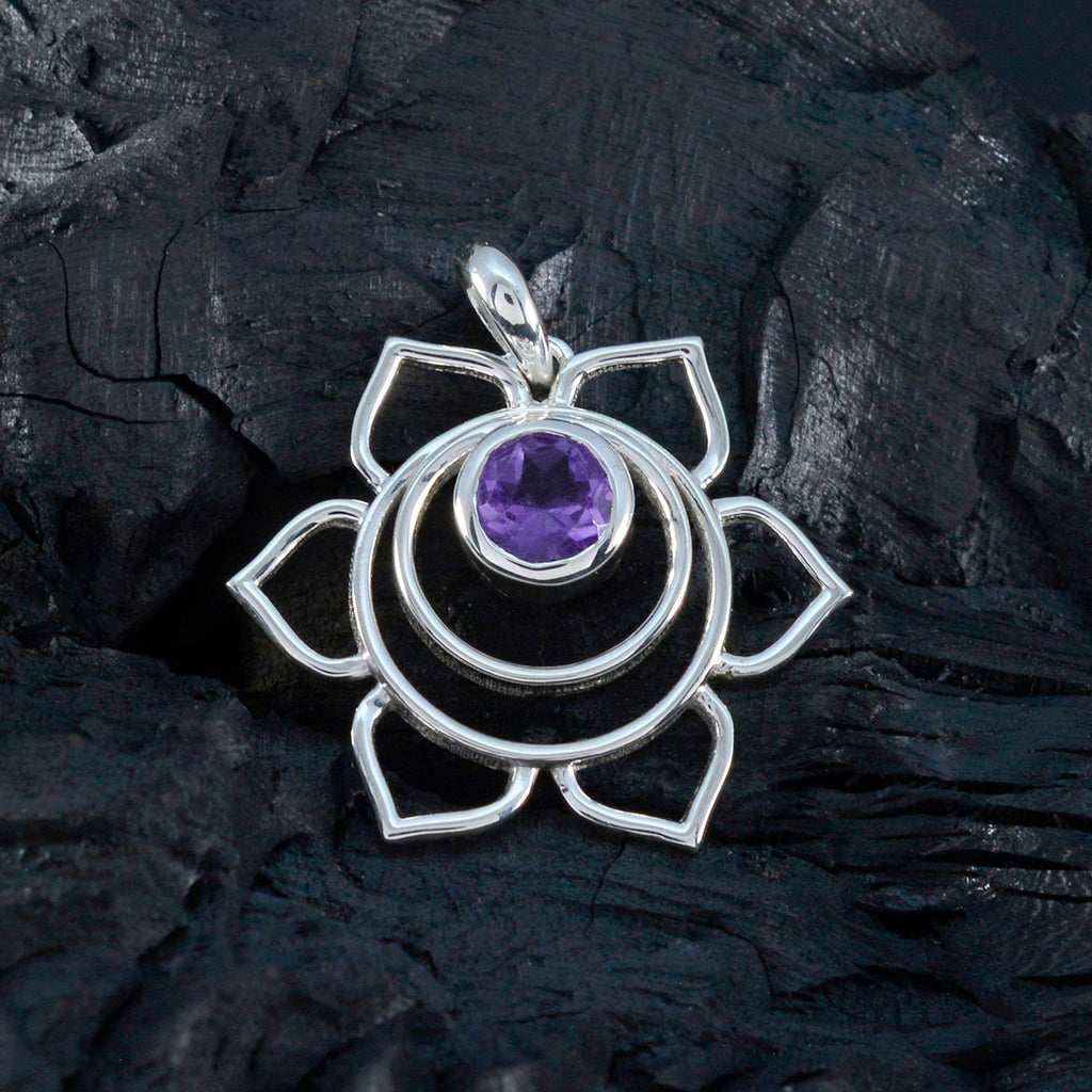 Amethyst Dainty French Silver Solitaire Grace Rope-Wire Purple Pendant Jewelry