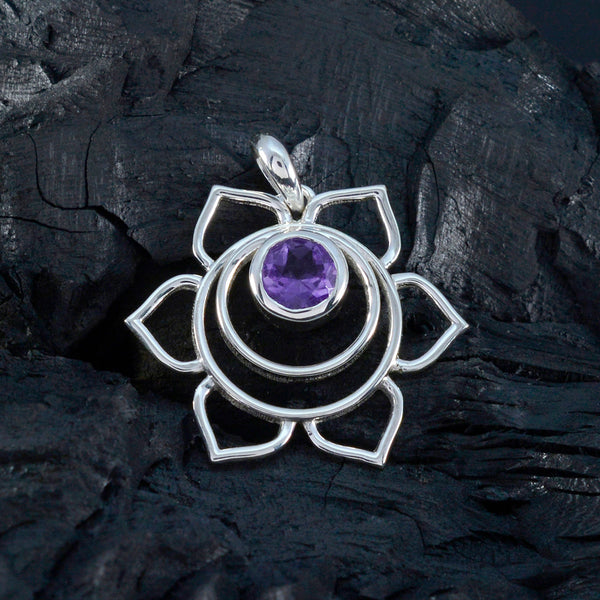 Amethyst Dainty French Silver Solitaire Grace Rope-Wire Purple Pendant Jewelry