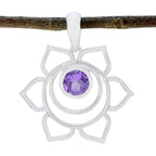 Amethyst Dainty French Silver Solitaire Purple Pendant