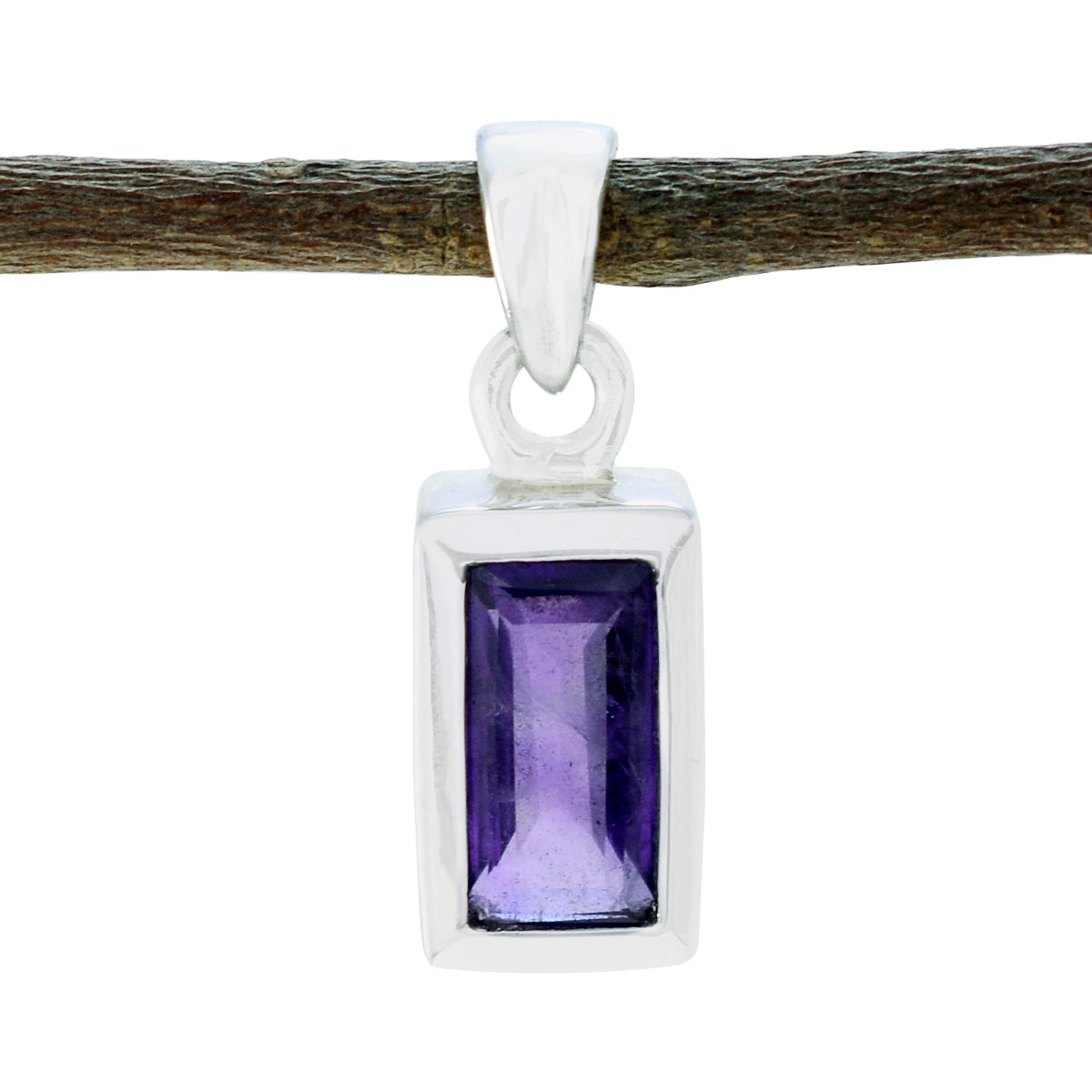 Amethyst Delicate Italian 92.5 Silver Solitaire Purple Pendant