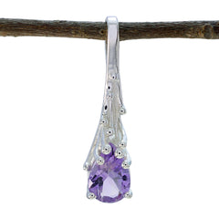 Amethyst Delicate German Silver Solitaire Purple Pendant