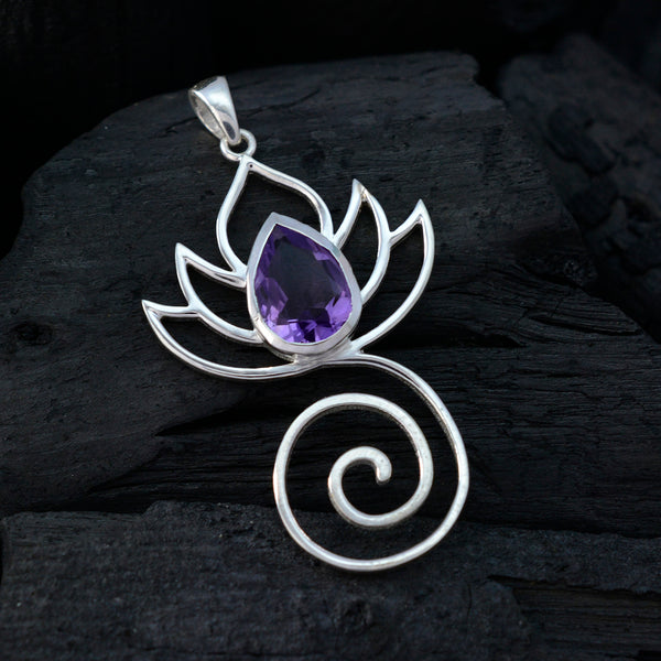 Amethyst Dainty French 92.5 Silver Solitaire Cecilia Rope-Wire Purple Pendant Jewellery
