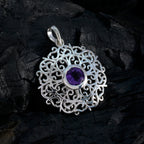 Amethyst Dainty French 92.5 Silver Solitaire Natalia antique Purple Pendant Jewellery