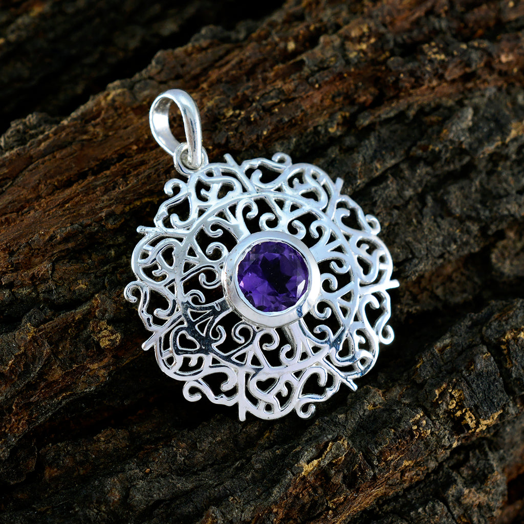 Amethyst Dainty French 92.5 Silver Solitaire Natalia antique Purple Pendant Jewellery