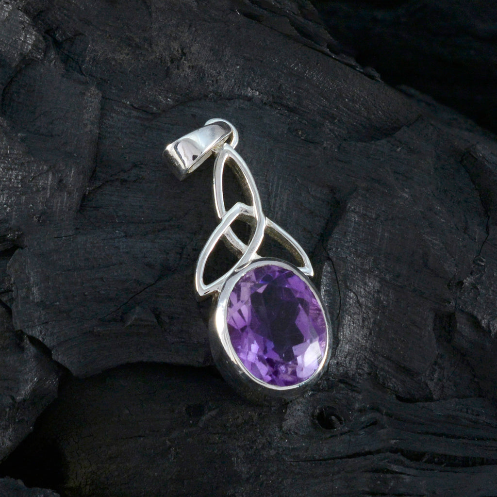Amethyst Delicate Italian Sterling Silver Solitaire Rebeca Claddagh Purple Pendant Jewellery
