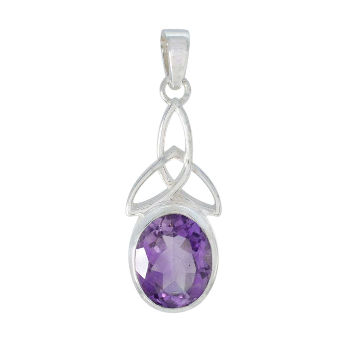 Amethyst Delicate Italian Sterling Silver Solitaire Purple Pendant