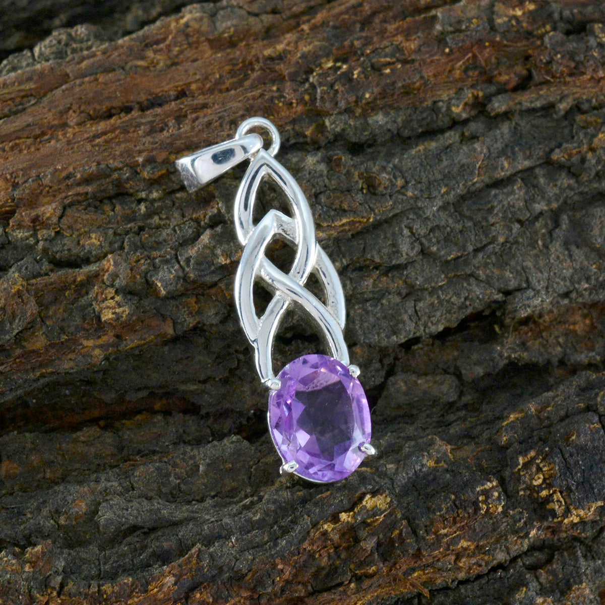 Amethyst Dainty French Sterling Silver Solitaire Rosa Claddagh Purple Pendant Jewellery